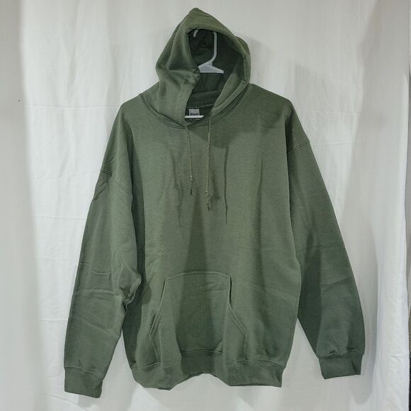 🏷5 for $25🏷 - Gildan size Large green longsleeve pullover hoodie - Picture 1 of 4